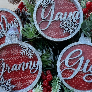 Christmas Ornament Family-Different names for Grandma and Grandpa, also favorite uncle and aunt, best brother, bestie, etc.