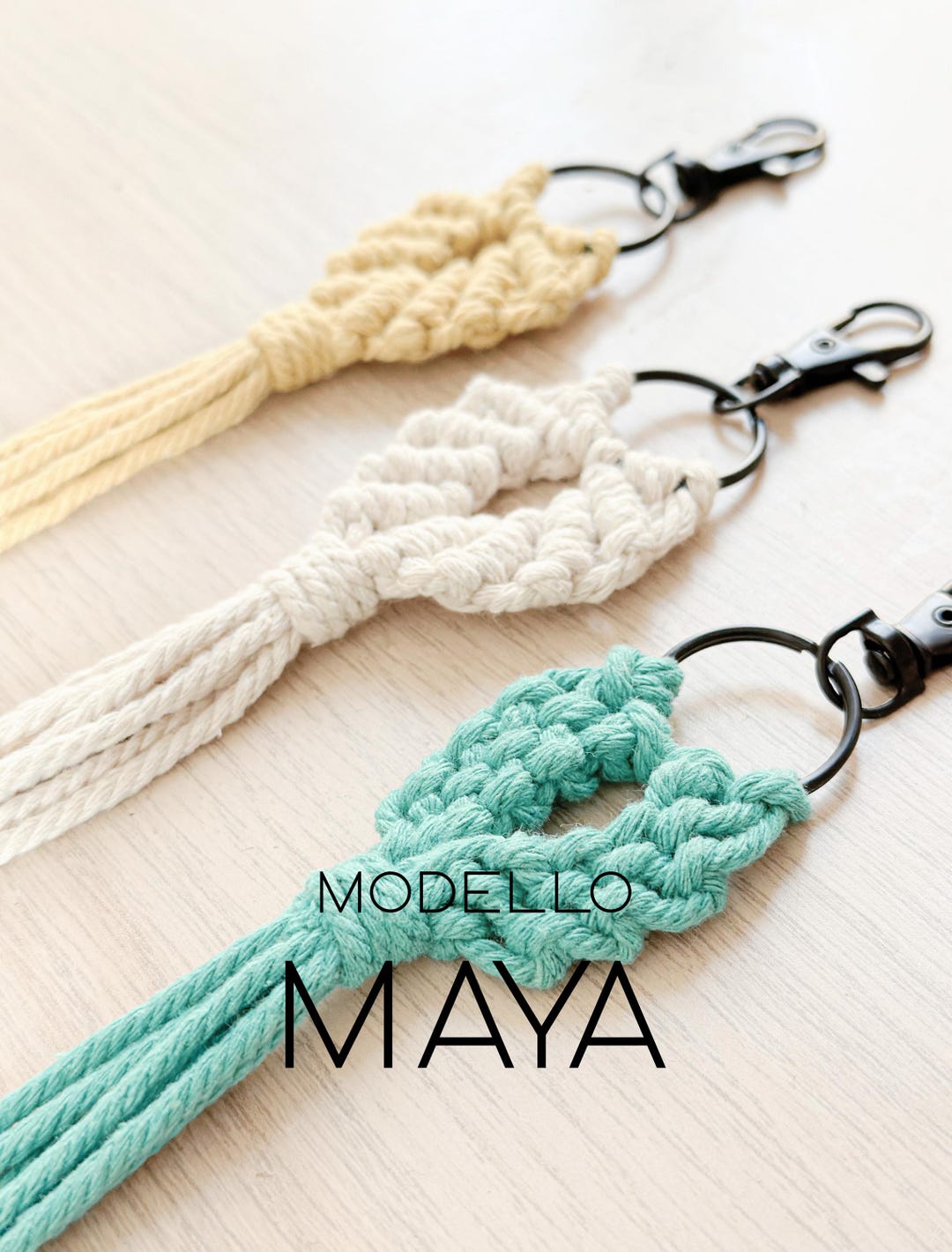 Macramé Fishbone Keychain MODEL MAYA | Handmade Boho Craft – Yellow ...