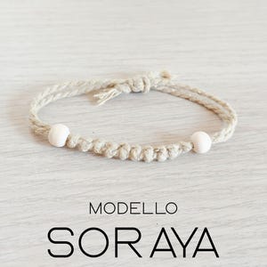 Friendship Bracelet for Women in Macramé – MODEL SORAYA – 2mm Cotton Cord – Wooden Beads – Adjustable – Available Colors
