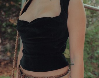 Vintage Vivienne Westwood Black Velvet Corset Top 1990s