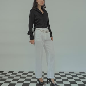 The Perfect Vintage White Linen Trousers xs