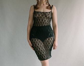 Beautiuful 90s Dolce & Gabbana Black Mesh Midi Dress XS-M