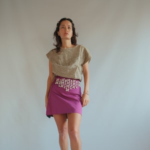 Vintage 90s Moschino Fuchsia Pink mini skirt with insane shell detailing 8-10