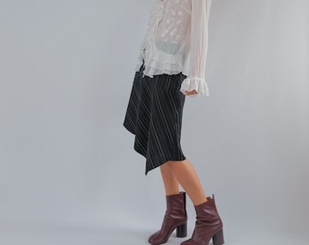 Y2K principle Pinstripe Aysymmetrical Midi Skirt XS