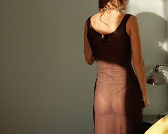 Vintage Jean Paul Gaultier Chocolate Brown Mesh Dress