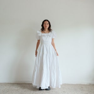 True Vintage White Cotton Anglaise Puff Sleeve Dress image 1