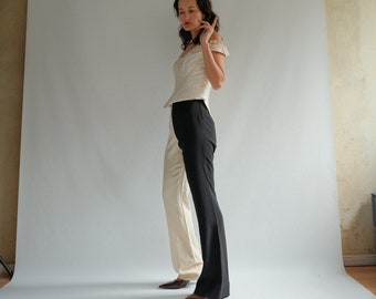 SOLD Moschino Black and Cream panel pants Vintage early 90s maybe late 80s