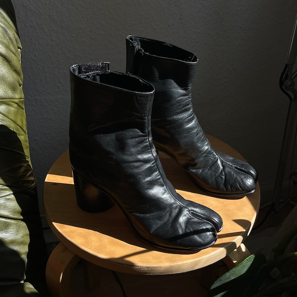 Margiela Tabi Boots 1990s Schwarzes Leder Gr 39