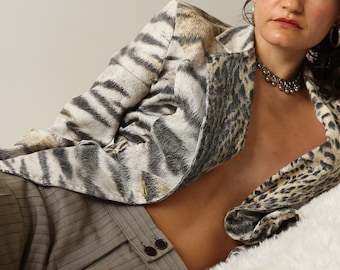 Roberto Cavalli 2000s Animal Print Blazer Y2k