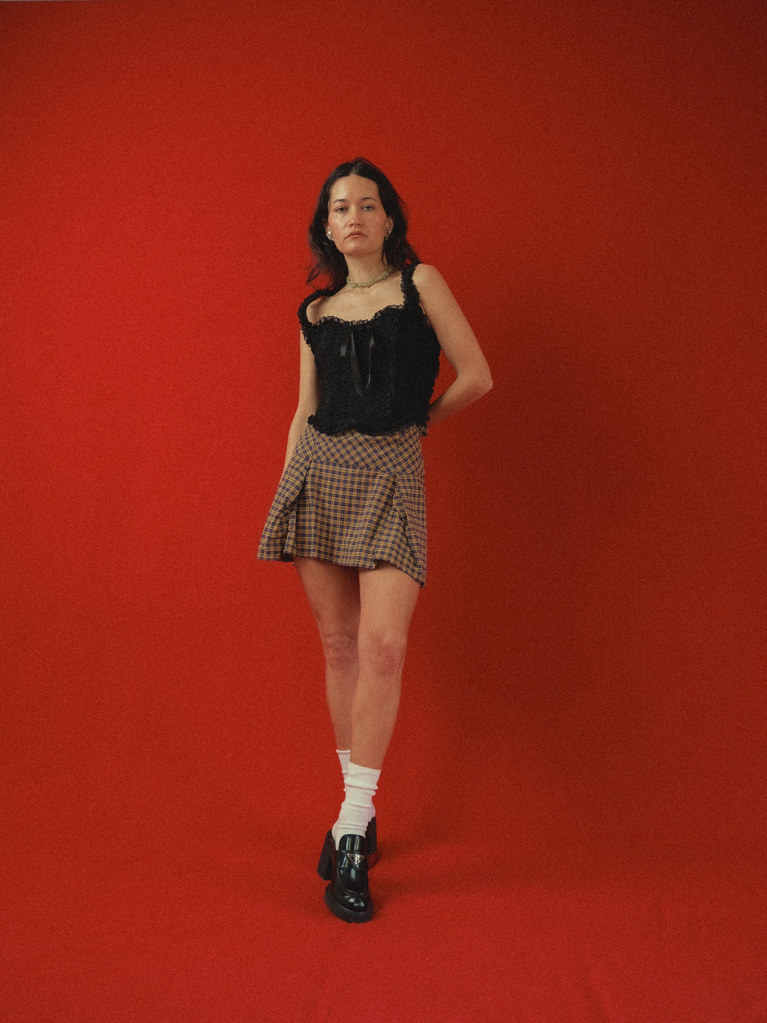 Vintage Vivienne Westwood Red Label Yellow Check Skirt Size 2 XS-S
