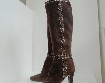 2000s Prada Brown Suede Laced Boots