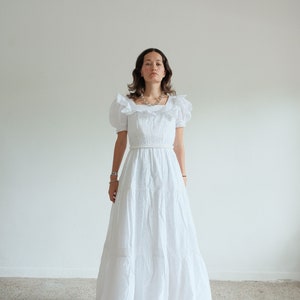True Vintage White Cotton Anglaise Puff Sleeve Dress image 5