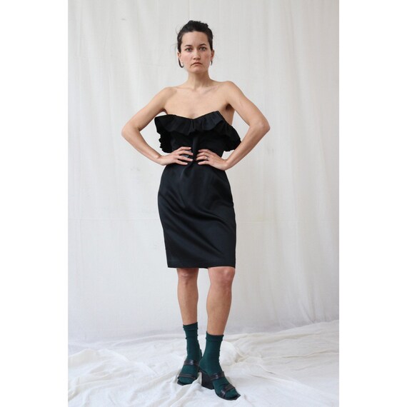 True vintage italian black ruffle dress