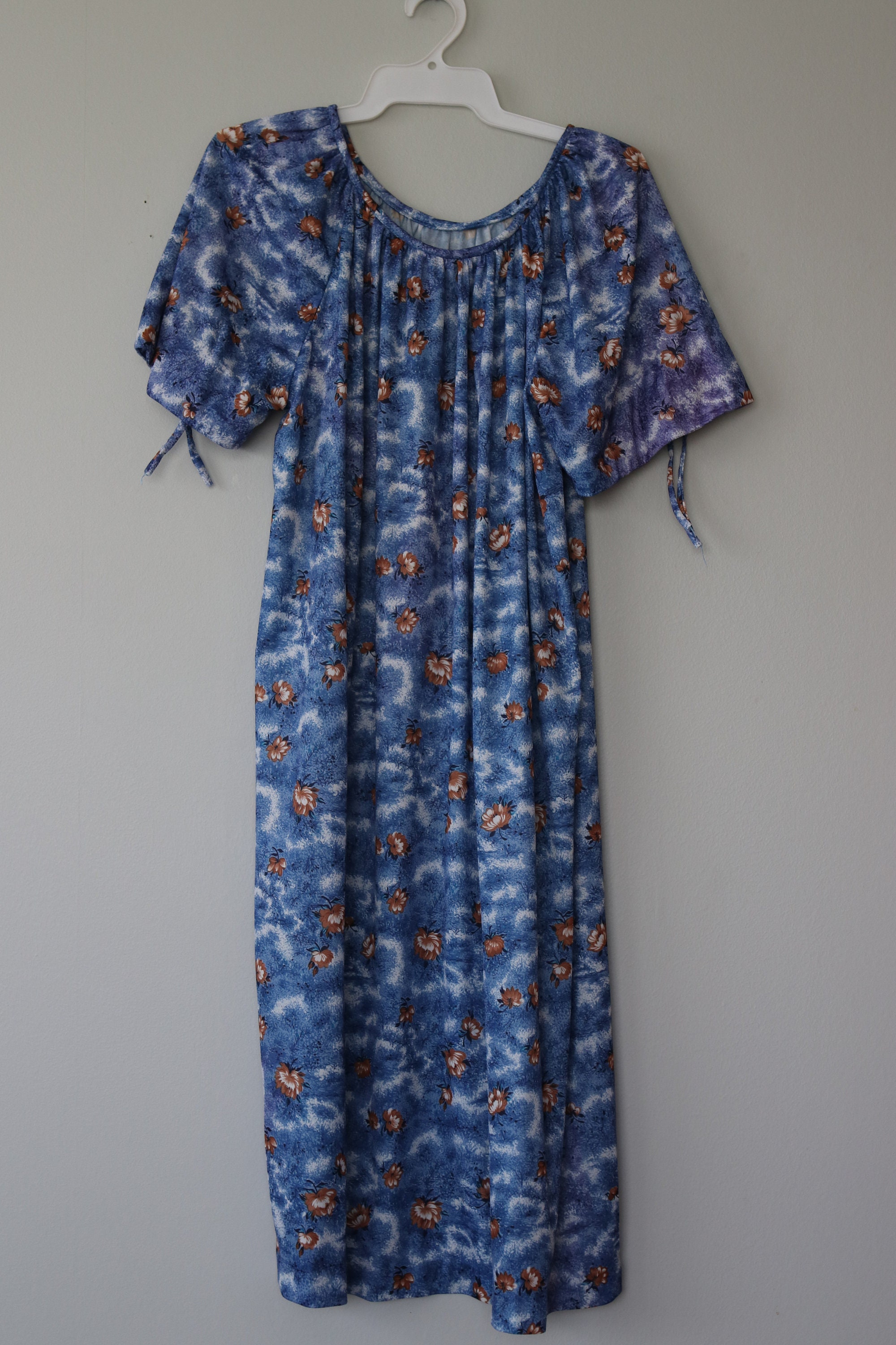 Blue 60s Puff Sleeve Hippy Mom Dress | Etsy