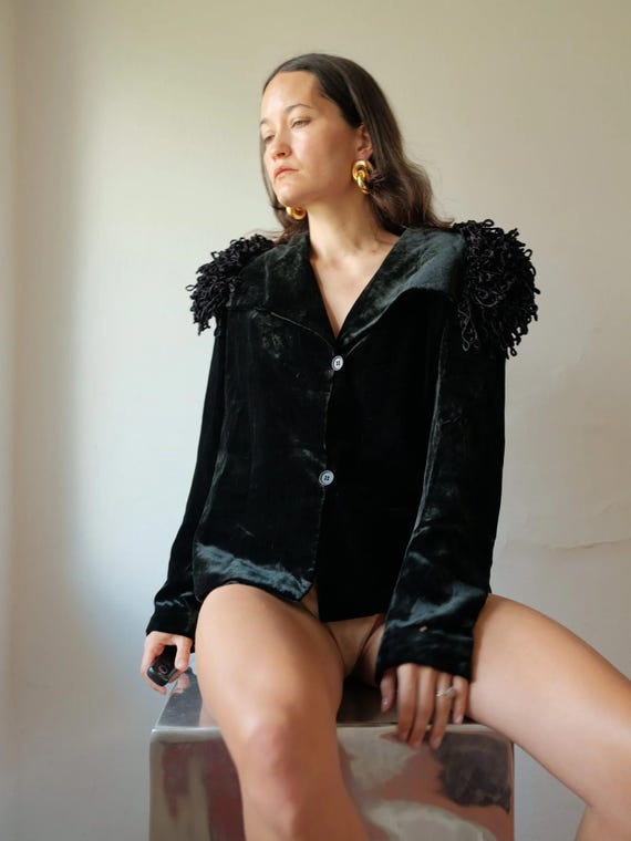 Emporio Armani, Vintage Emporio Armani does 1980s Silk Velvet Bobble Suit S