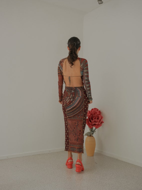 Jean Paul Gaultier Spring 1997 Archival Backless Print Mesh Dress - Etsy  Finland