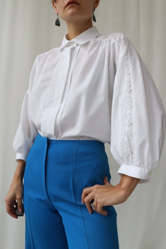 White Puff Sleeve Vintage Blouse Template