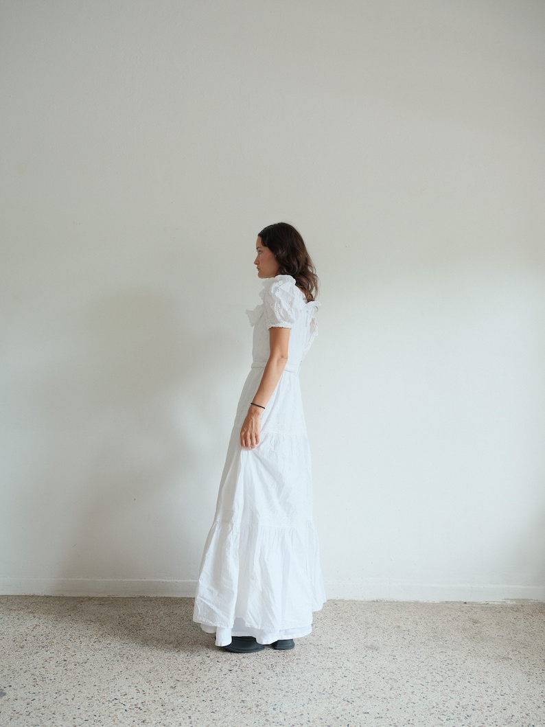 True Vintage White Cotton Anglaise Puff Sleeve Dress image 10