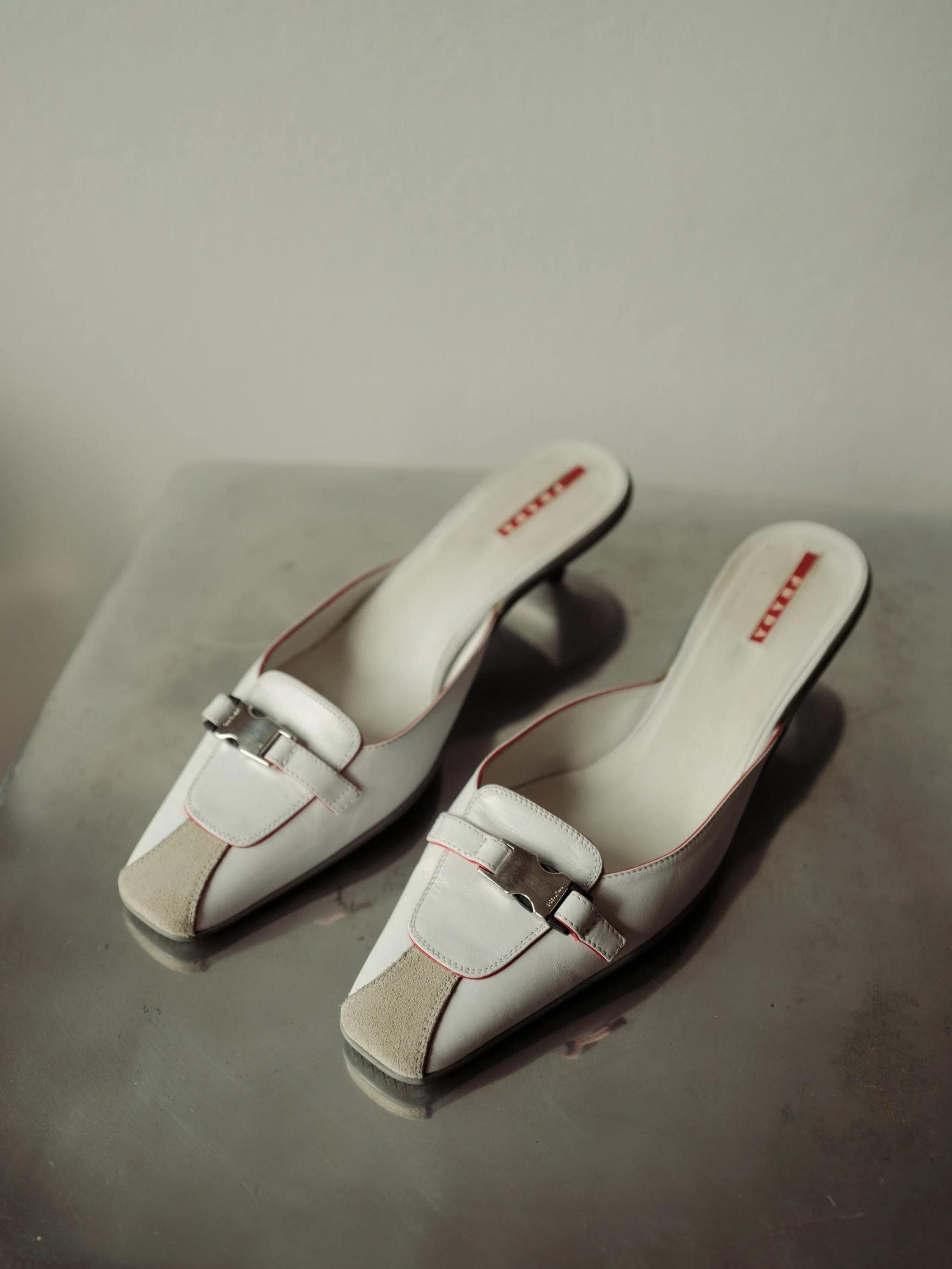 靴 Vintage Prada Heels Mules 37 1/2 Prada Mules - Etsy Canada