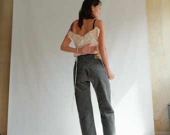 True vintage Dark Grey Pinstripe Jeans the PERFECT JEANS XS