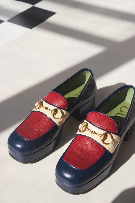 SOLD SOLD SOLD Gucci Platform Loafers Gold Cream Red and - Etsy Singapore