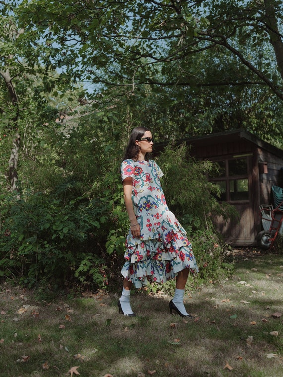 vintage vivienne westwood dress Red Label Flower Print Dreamy Dropwaist S VIVIENNE WESTWOOD Minerva draped silk-satin