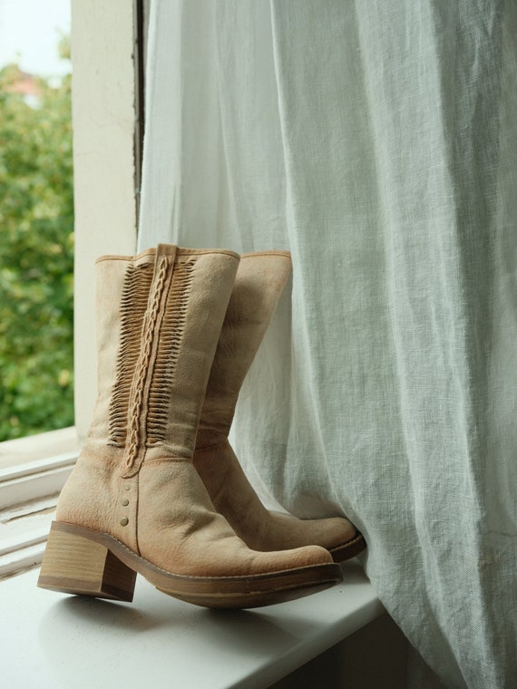 Jaren 90 Graceland Suede Tan Cowboy Boots EU 37 - Etsy België
