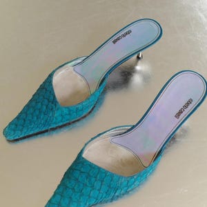 vintage Cavalli turquoise python chaton talons pointure 39