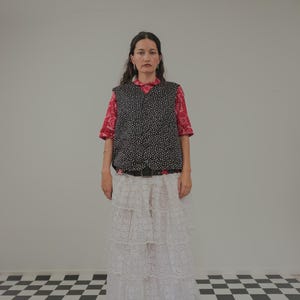 Alphabet Soup Black Silk Waistcoat Vest M-L