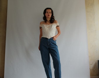 Jean droit coupe large taille haute True Vintage med wash