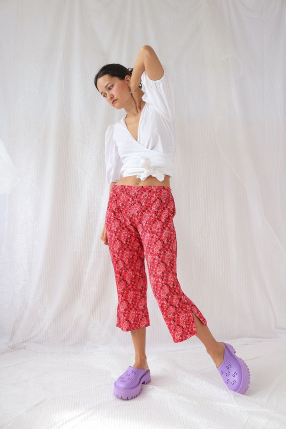Vintage Dolce and Gabbana Red Paisley Capris XS/S - image 7