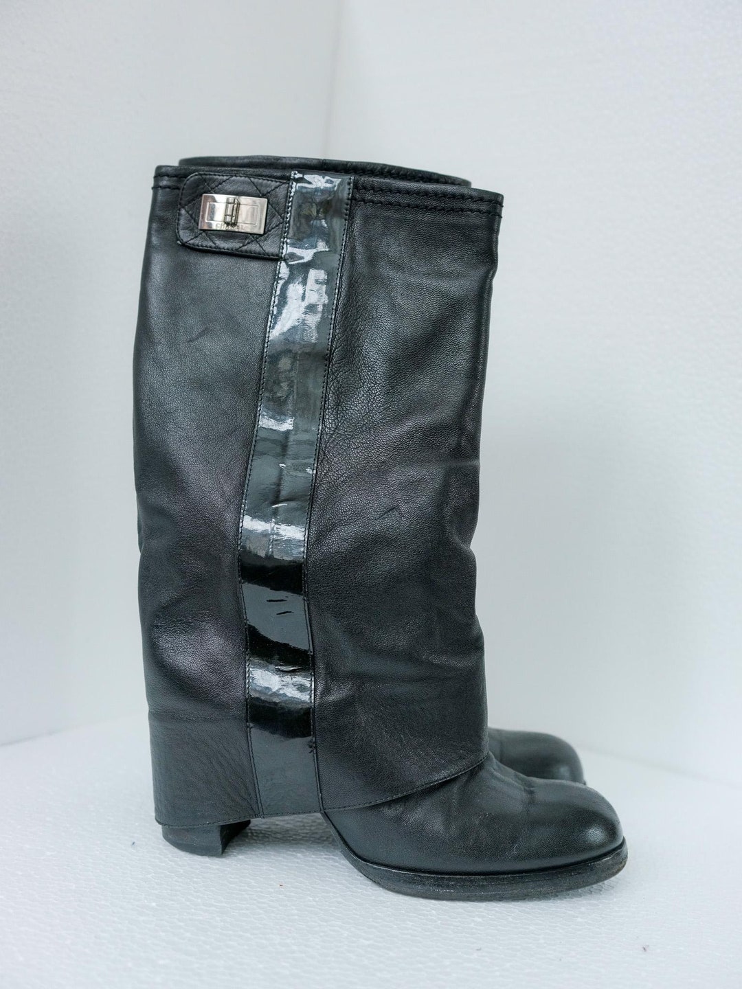 Chanel Foldover Wool Boots - Women's 38.5