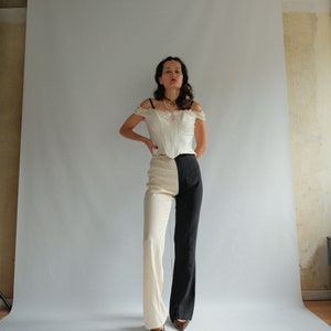 SOLD Moschino Black and Cream panel pants Vintage early 90s maybe late 80s zdjęcie 2