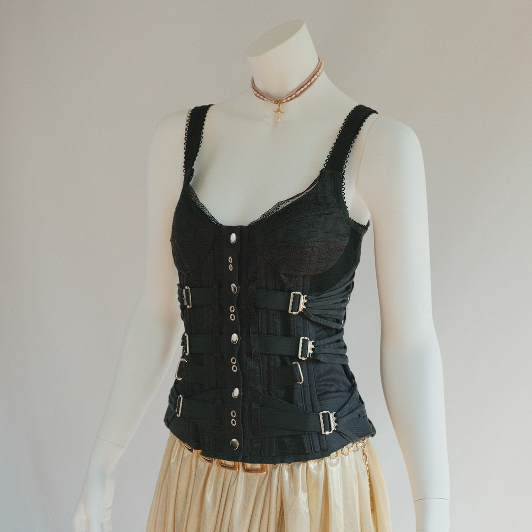Dolce Gabbana Black Bondage Corset 90s Etsy Canada