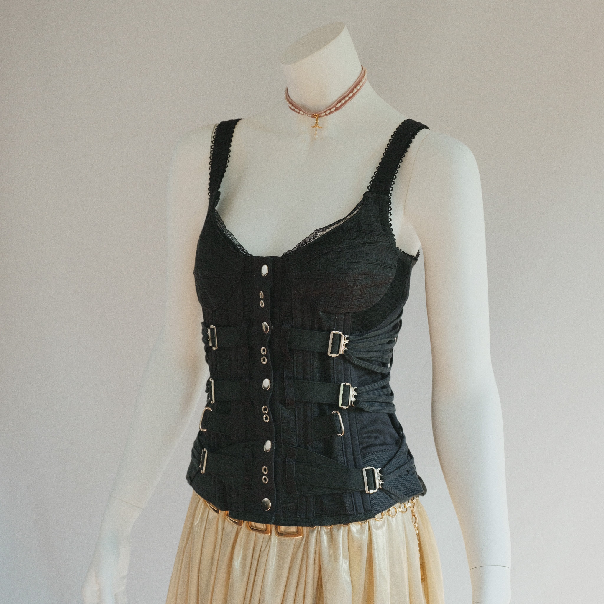 Dolce Gabbana Black Bondage Corset 90s - Etsy