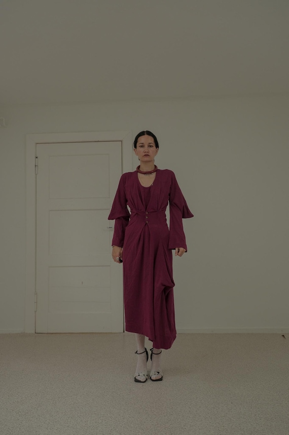 Vintage Vivienne Westwood Red Label Bat Wing Maxi Wool Dress XS-M