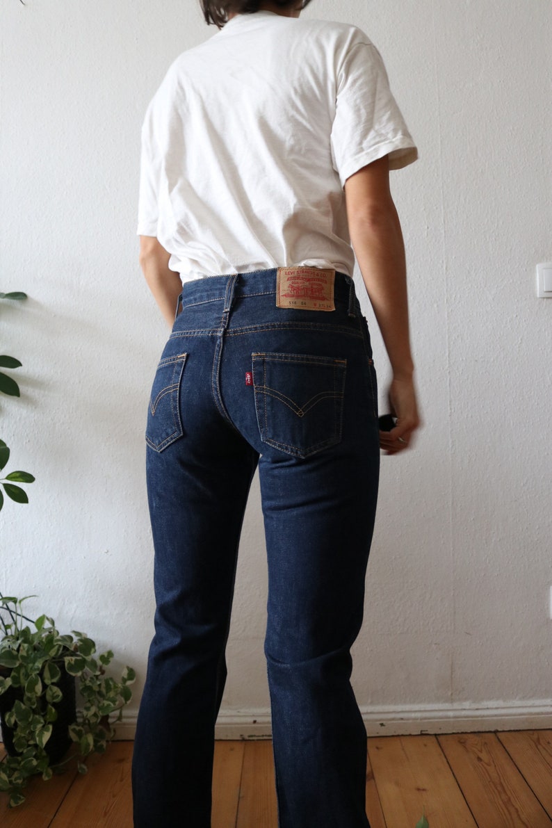 Levis 516 cropped dark denim kick flares | Etsy