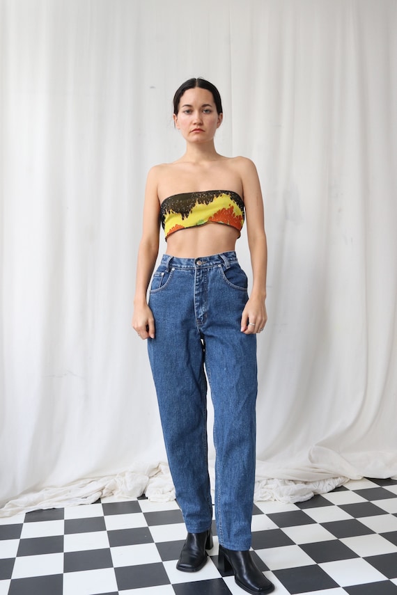 True vintage high waisted wide leg straight jeans