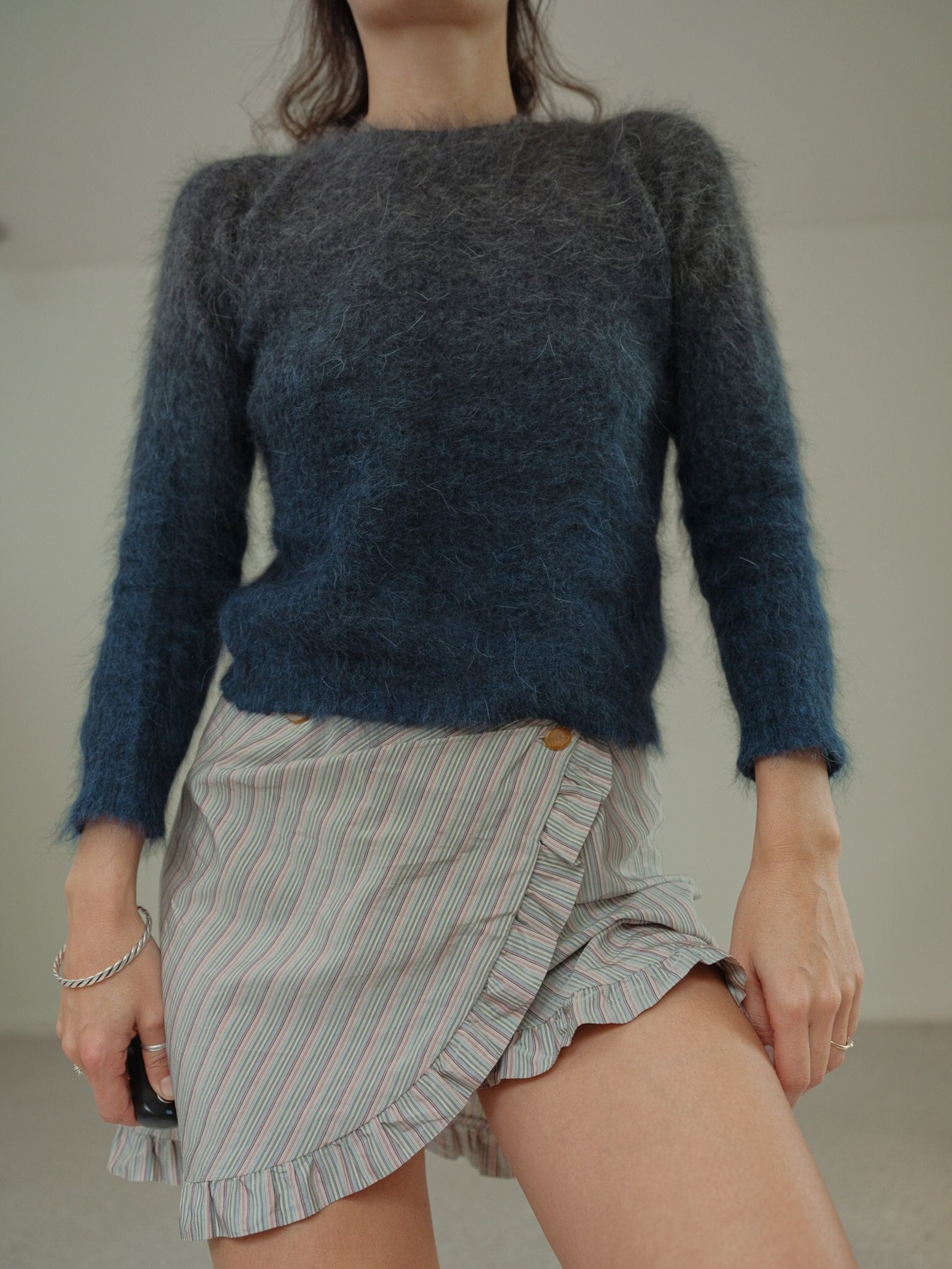 Italian Vintage Blue Ombre Angora Knitted Top XS - Etsy