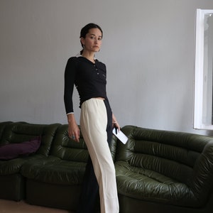 SOLD Moschino Black and Cream panel pants Vintage early 90s maybe late 80s zdjęcie 7