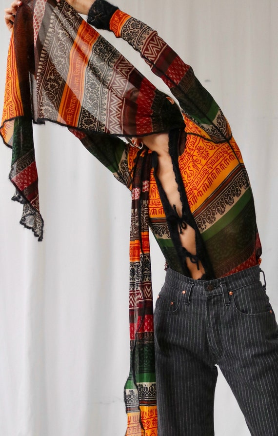 Iconic 90s Jean Paul Gaultier Mesh Sanskrit Long s