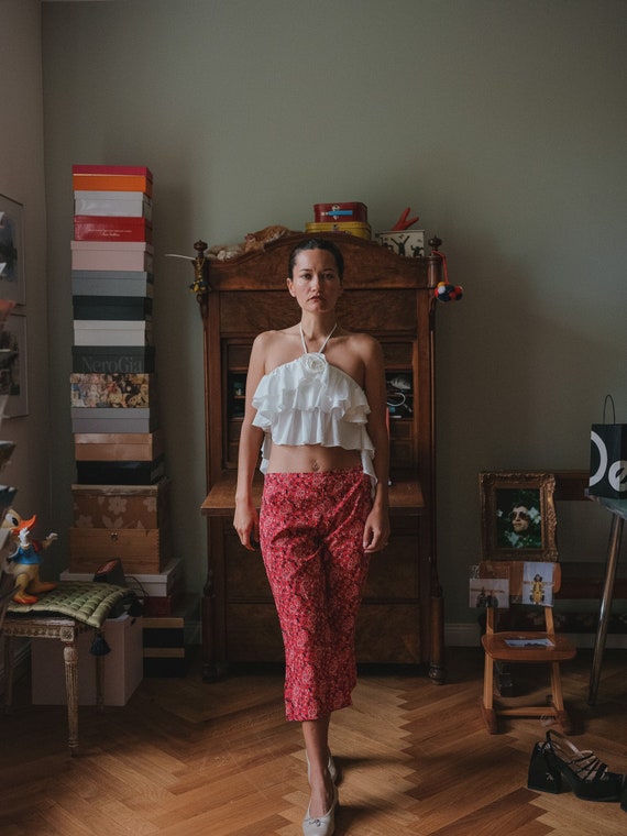 Vintage Dolce and Gabbana Red Paisley Capris XS/S - Etsy