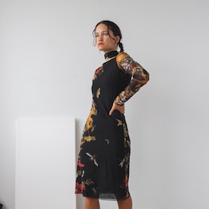 Jean Paul Gaultier Soilel Choker Midi Archival Butterfly Grape Print 90s Dress