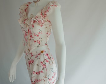Archival Vivienne Westwood 90s Floral Corset & Trousers Set