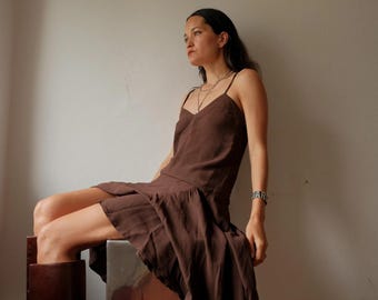 Vintage Moschino Cheap & Chic  Brown Drop Waist Dress M