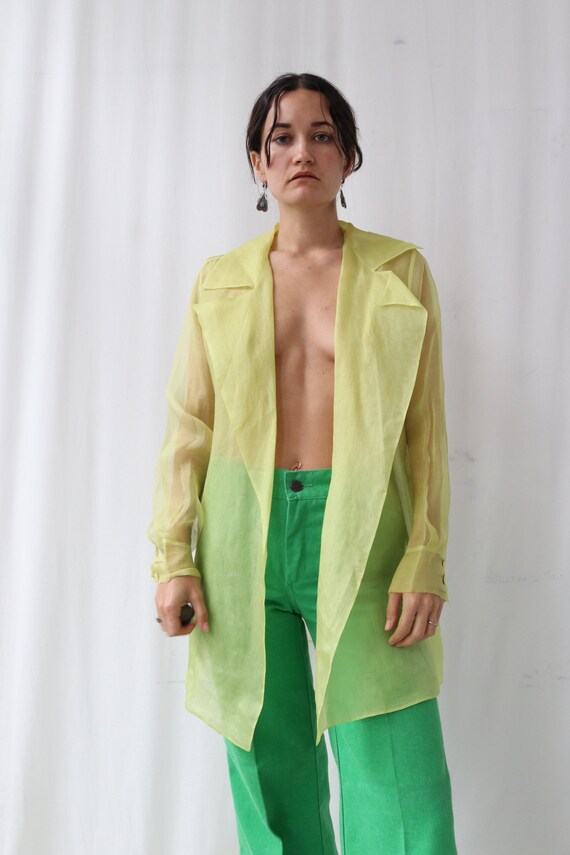 True vintage lime silk organza blouse