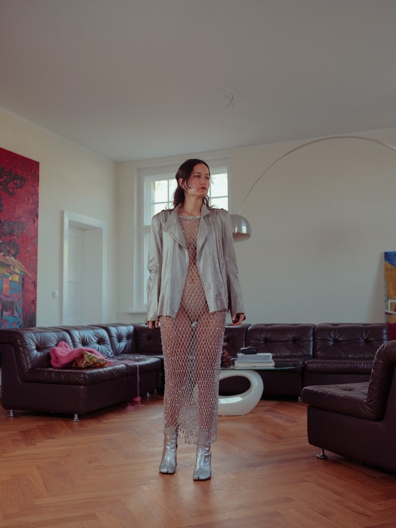 Ann Demeulemeester Silver Leather Jacket 36 - Etsy Australia