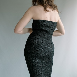 90er Jahre Schwarzes Popcorn Boobtube Rüschen Kleid OSFM