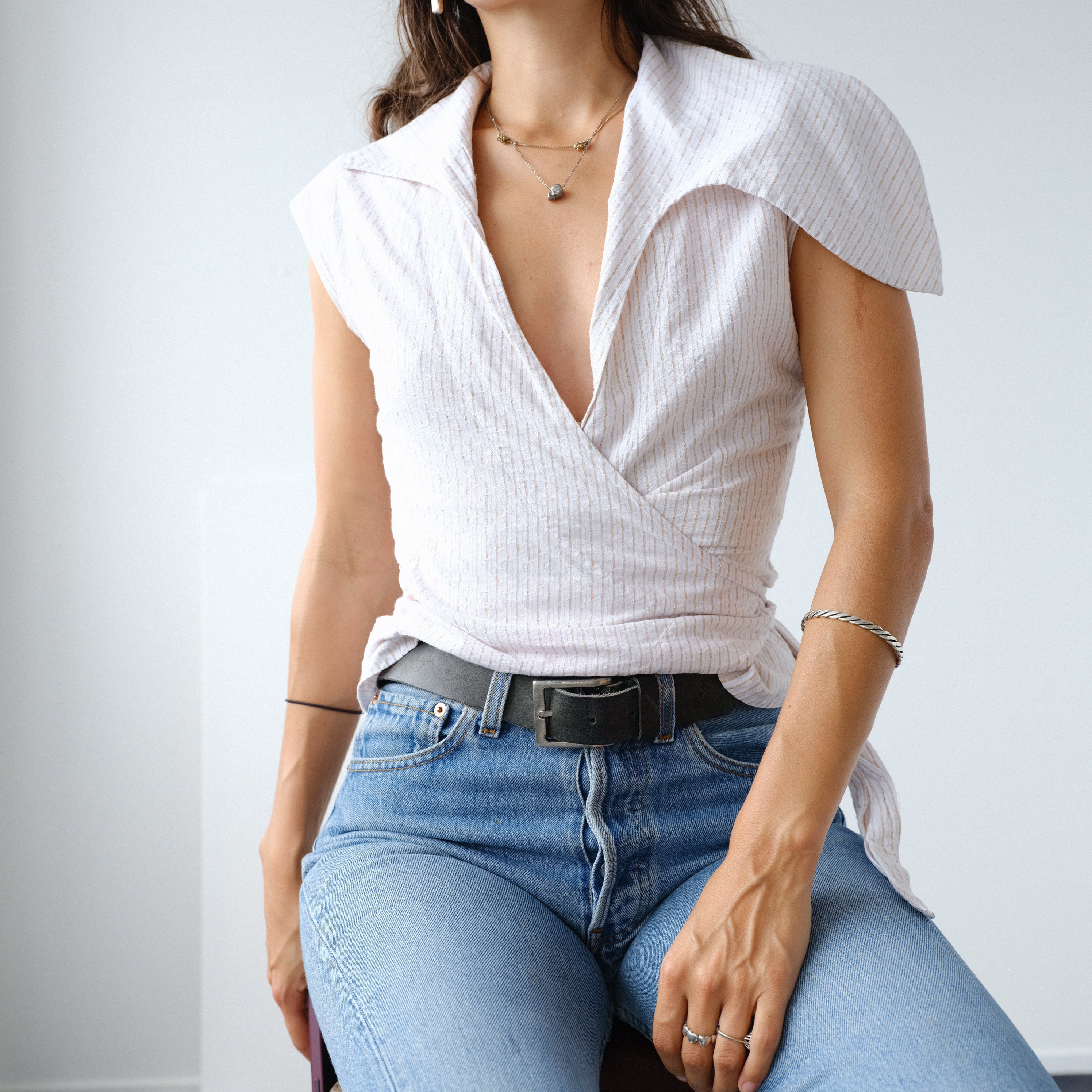 Vivienne Westwood Red Label Asymmetrical White Gold Tie Top ...