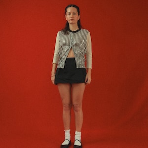 Black and White Check Sequin Top XS/M